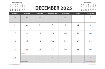 december 2023 calendar printable with holidays 2 aller