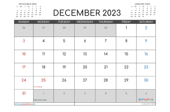 december 2023 calendar printable with holidays 2 comfortaa