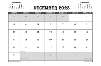 december 2023 calendar printable with holidays algerian