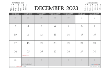 december 2023 calendar printable with holidays castellar