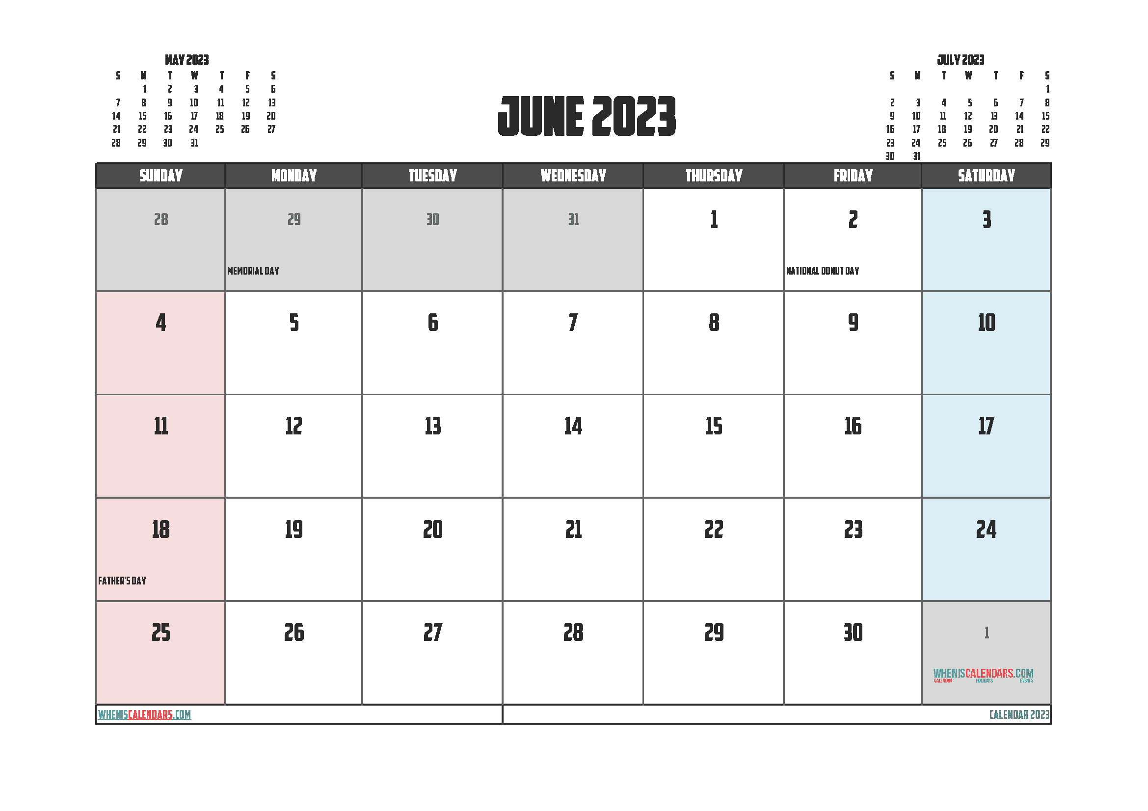June 2023 Printable Calendar Free