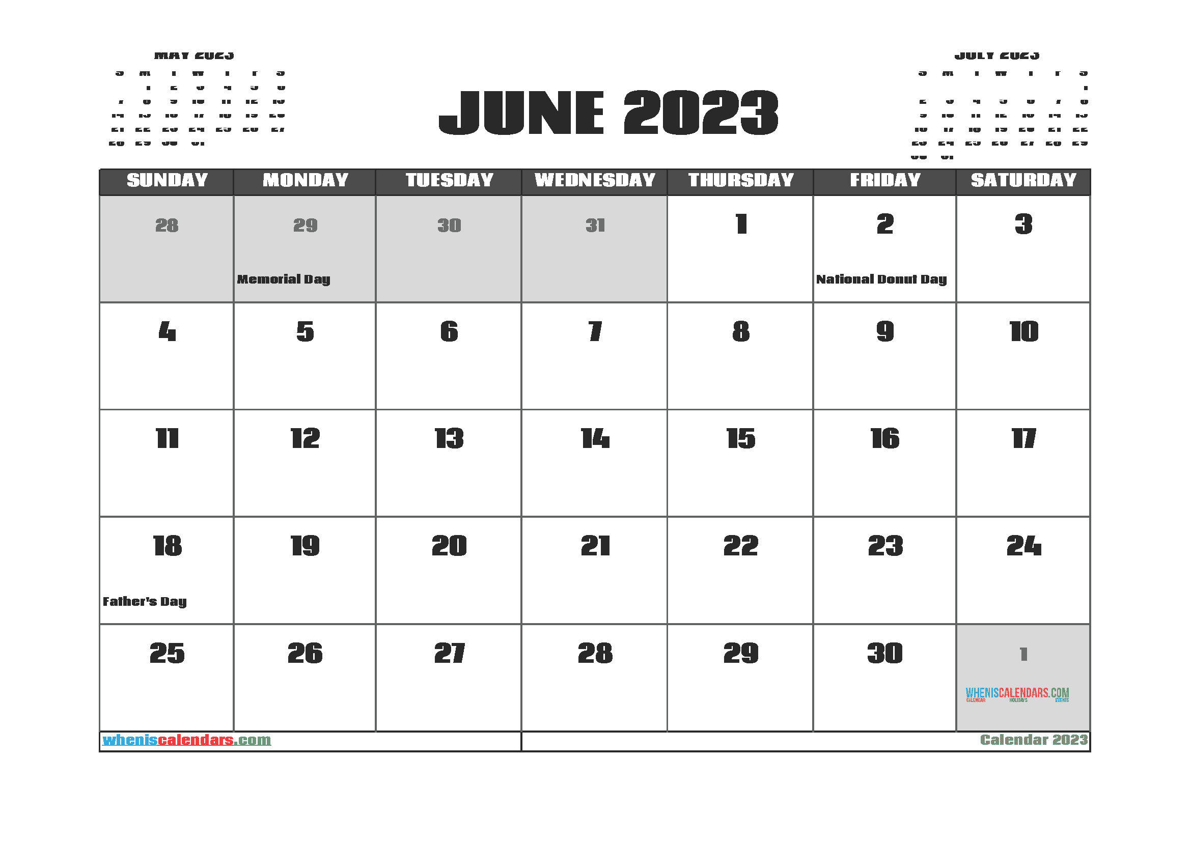 Free Calendar June 2023 Printable