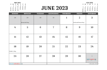 june 2023 calendar printable with holidays croissant