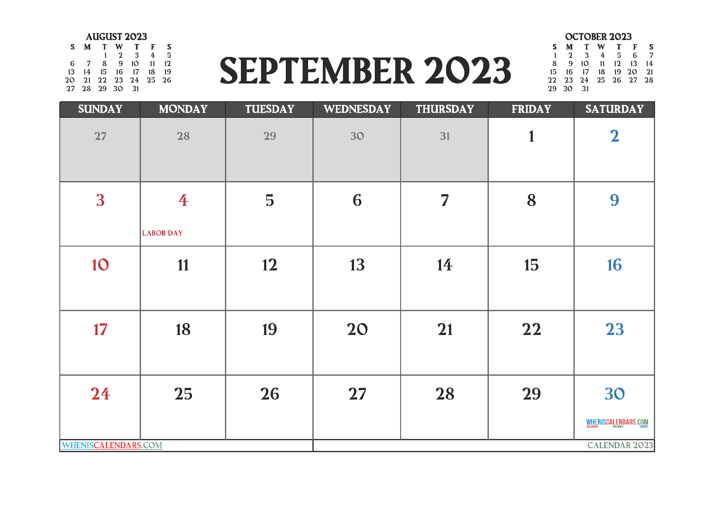 Free September 2023 Calendar Template